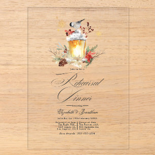 Invitations En Acrylique Dîner de répétition transparent de la lanterne d'h