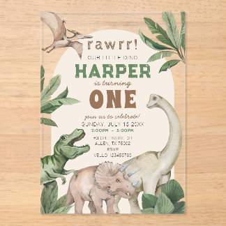 Invitations En Acrylique Dinosaures "ÂGE" éditable Trex Anniversaire sauvag