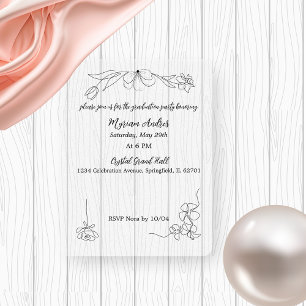 Invitations En Acrylique Diplôme de cadre floral noir délicat