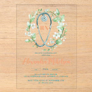 Invitations En Acrylique Diplôme de fin d'études à l'école d'infirmières Bo