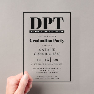 Invitations En Acrylique Diplôme moderne de doctorat en thérapie physique