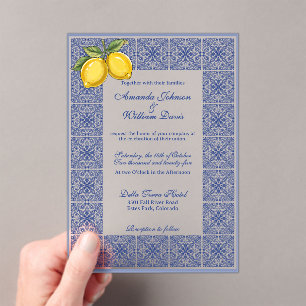 Invitations En Acrylique Dolce Vita - Carreaux italiens et citrons de maria