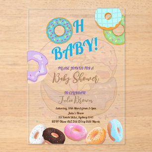 Invitations En Acrylique Donut Baby shower garçon