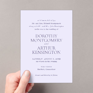 Invitations En Acrylique Dorothy Lilac Mariage élégant