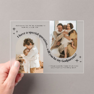Invitations En Acrylique Double Arch Photo Godparents Proposal