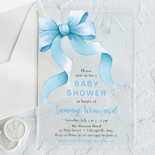 Invitations En Acrylique Douce Arcasse Bleue pour Baby Shower