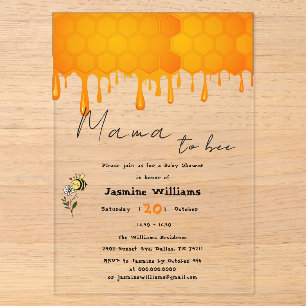 Invitations En Acrylique Douce Fête Prénatale de Maman Abeille avec un Nid