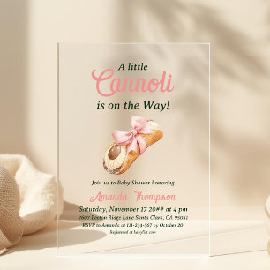 Invitations En Acrylique Douce Fille au Nœud Rose Cannoli Fête de Naissance