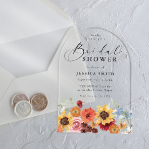 Invitations En Acrylique Douce Mariage Floral Aquarelle Vibrante