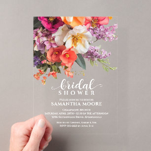 Invitations En Acrylique Douce Mariage Florale Vibrante