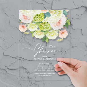 Invitations En Acrylique Douce Mariée Fleurie sous la Pluie