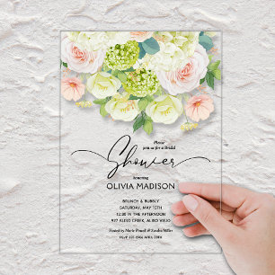 Invitations En Acrylique Douceur Florale Aquarelle pour Enterrement de Vie