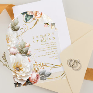 Invitations En Acrylique Drame Floral Mariage Arche Transparente ID1022
