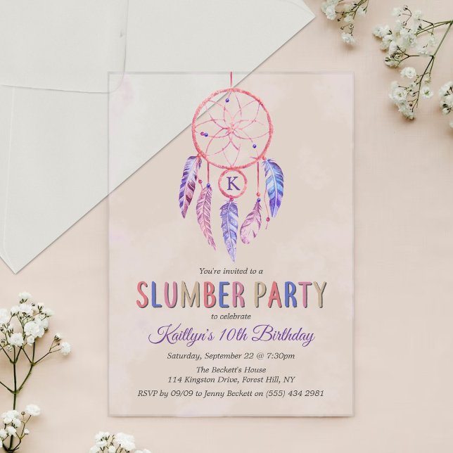 Invitations En Acrylique Dreamcatcher Fête de bois d'oeuvre Anniversaire (Créateur téléchargé)
