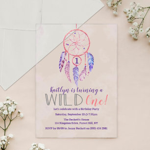 Invitations En Acrylique Dreamcatcher Wild One 1er anniversaire