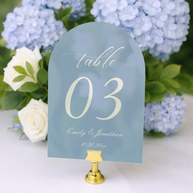 Invitations En Acrylique Dusty Blue Wedding Table Number Acrylic (Créateur téléchargé)