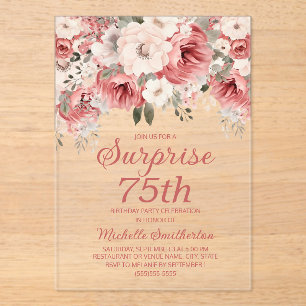 Invitations En Acrylique Eau couleur Rose rousse duveteuse Surprise florale