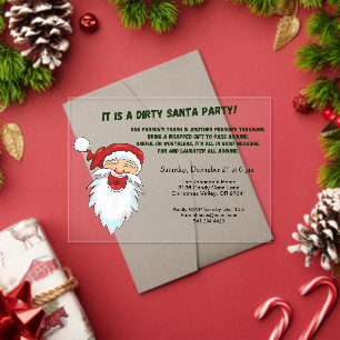 Invitations En Acrylique Échange de cadeaux de Père Noël sale avec Père Noë