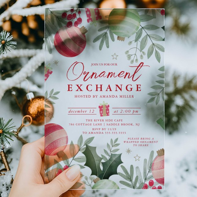Invitations En Acrylique Échange d'ornement festif Noël (Créateur téléchargé)