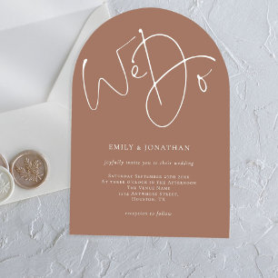 Invitations En Acrylique Écriture minimaliste Nous faisons mariage brun dou