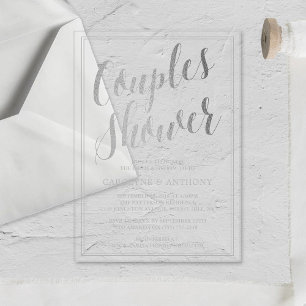 Invitations En Acrylique Effet de feuille d'argent moderne pour couples mar
