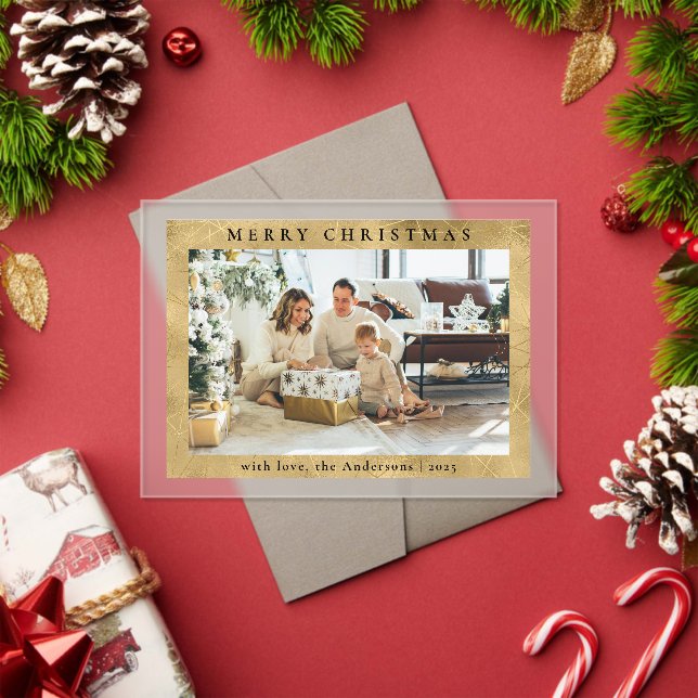 Invitations En Acrylique Elegan Stylish Faux Gold | Photo Christmas Card (Insitu (vacances))