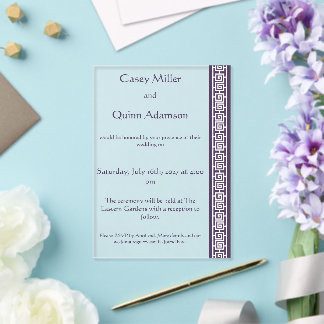 Invitations En Acrylique Élégance Chinoise en Mariage Acrylique Violet