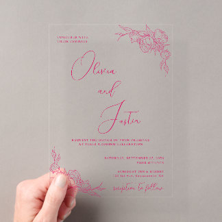 Invitations En Acrylique Élégance de Pivoine Mariage