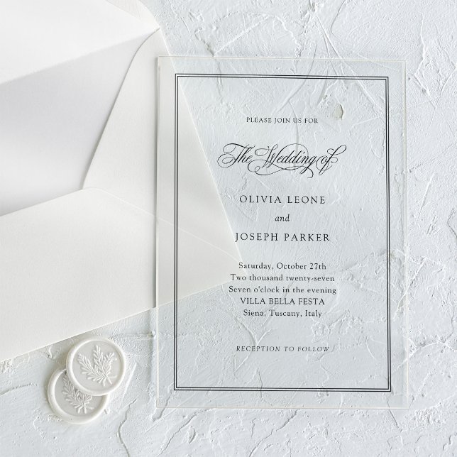 Invitations En Acrylique Élégance italienne classique | Mariage (Créateur téléchargé)
