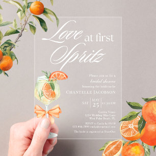 Invitations En Acrylique Élégant Amour Chic Au Premier Spritz Fête des mari