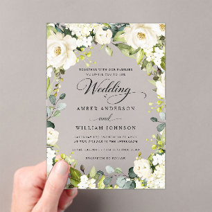 Invitations En Acrylique Élégant Arche Mariage Fleurie Acrylique Blanc Ivoi