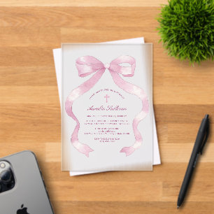 Invitations En Acrylique Élégant Baptême de la cou rose