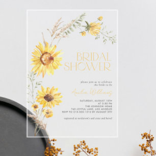 Invitations En Acrylique Elégant Boho Sunflower Fête des mariées botanique