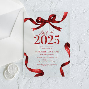 Invitations En Acrylique Elegant Bow Graduation Party