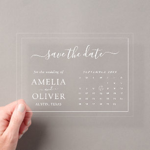 Invitations En Acrylique Élégant calendrier chic de mise en vente en acryli