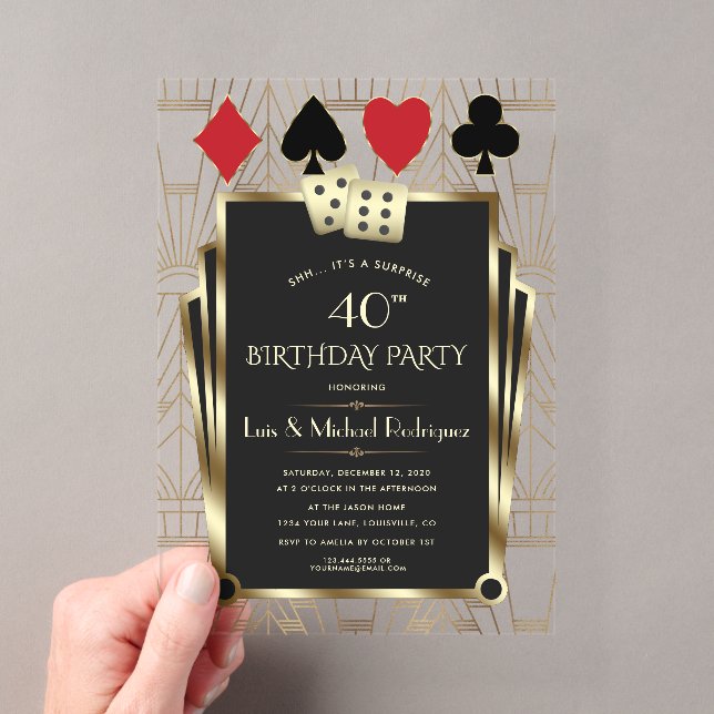 Invitations En Acrylique Elégant Casino Royale Las Vegas Poker Anniversaire (In situ (ordinateur de poche))