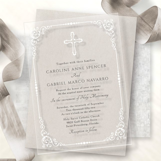 Invitations En Acrylique Elegant Catholic Mass Wedding (Créateur téléchargé)
