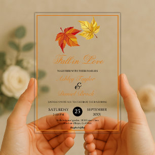 Invitations En Acrylique Elégant Chic Fall in Love Rustique Automne Mariage