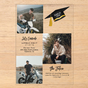 Invitations En Acrylique Elégant Chic Typography Graduation Party