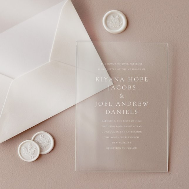 Invitations En Acrylique Élégant classique minimal d'esperluette et Mariage (Créateur téléchargé)