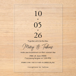 Invitations En Acrylique Elegant Creamy White Minimalist Wedding