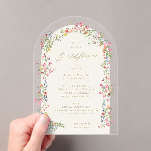 Invitations En Acrylique élégant dainty arche fleurie Fête des mariées de p