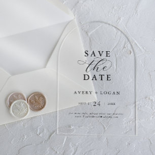 Invitations En Acrylique Élégant écriture simple moderne mariage enregistre