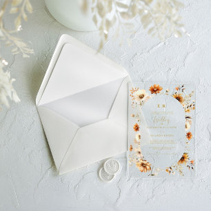 Invitations En Acrylique Elégant et chic Boho Fleur sauvage Mariage d'autom