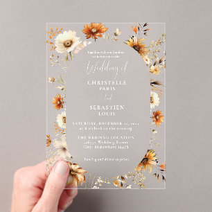 Invitations En Acrylique Elégant et chic Boho Fleur sauvage Mariage d'autom