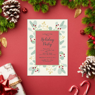 Invitations En Acrylique Élégant Eucalyptus & Baies Fêtes de Noël