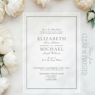 Invitations En Acrylique Élégant Eucalyptus Green Classic Mariage de script