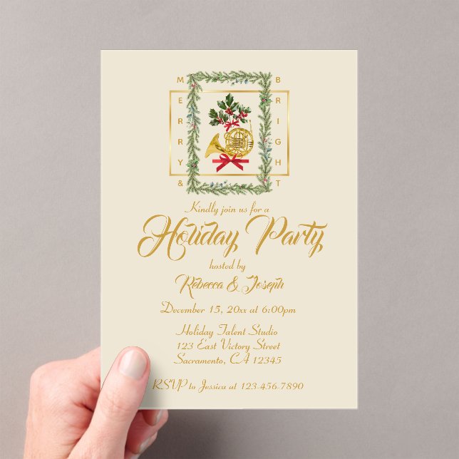 Invitations En Acrylique Elegant French Horn Christmas Irish Cream (In situ (ordinateur de poche))