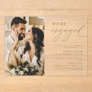 Invitations En Acrylique Elegant Gold Acrylique Partie d'engagement
