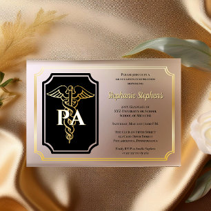 Invitations En Acrylique Elégant Gold Physicians Assistant Graduation Party